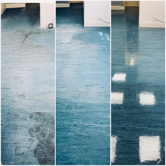 Stripping and sealing marmoleum