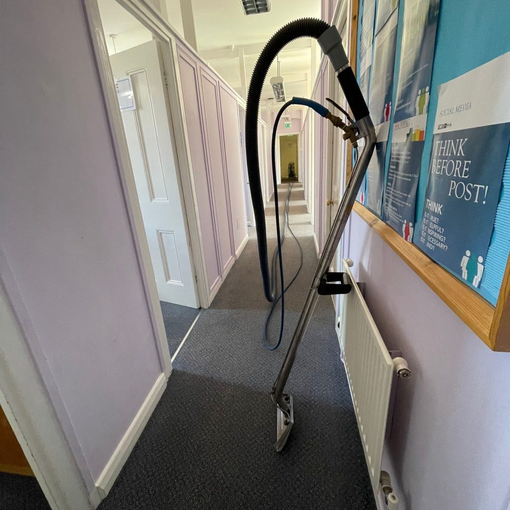 Great results on commercial carpets & hard flooring at Sherborne Girls School 6 Rinse Extraction of carpets