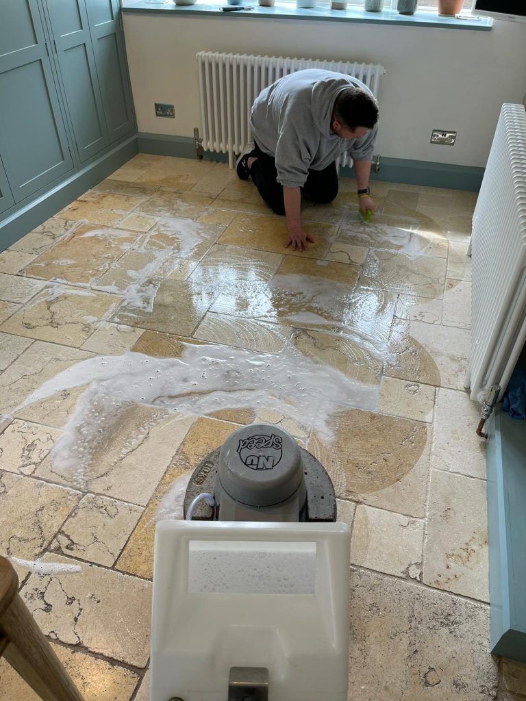 Brilliant results on Travertine tiles & flagstone floors in Cheltenham 10 Tile & Grout cleaning in Cheltenham