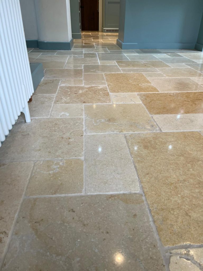 Brilliant results on Travertine tiles & flagstone floors in Cheltenham 14 Cleaned & sealed Travertine flooring in Cheltenham