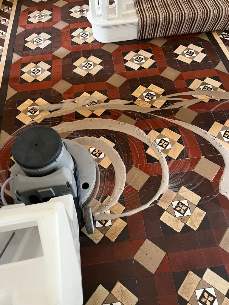 Cleaning of Tiled floor in Bath by Green Man
