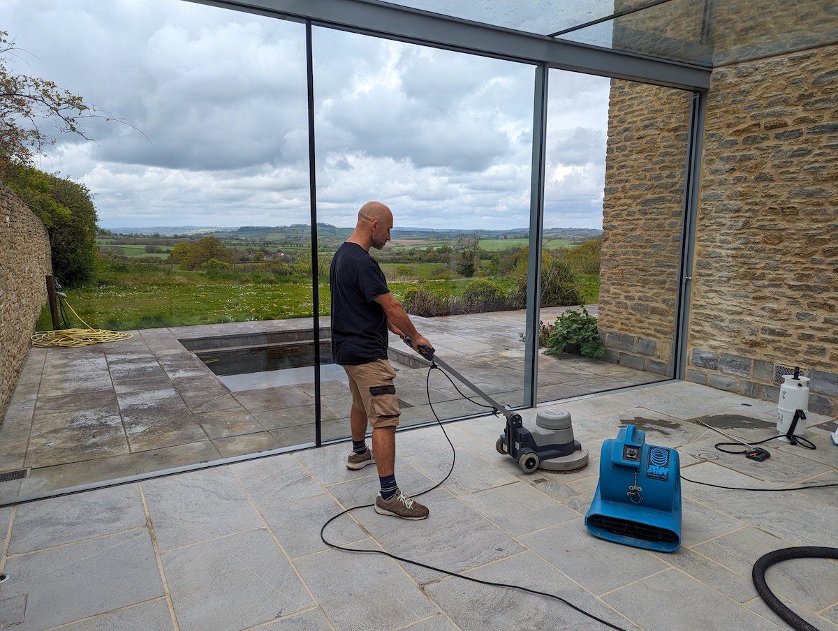 Great results on Stone & Wood floor cleaning in Somerset 1 Conservatory stone floor cleaning