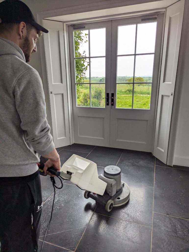 Great results on Stone & Wood floor cleaning in Somerset 6 Limestone floor polishing in Somerset