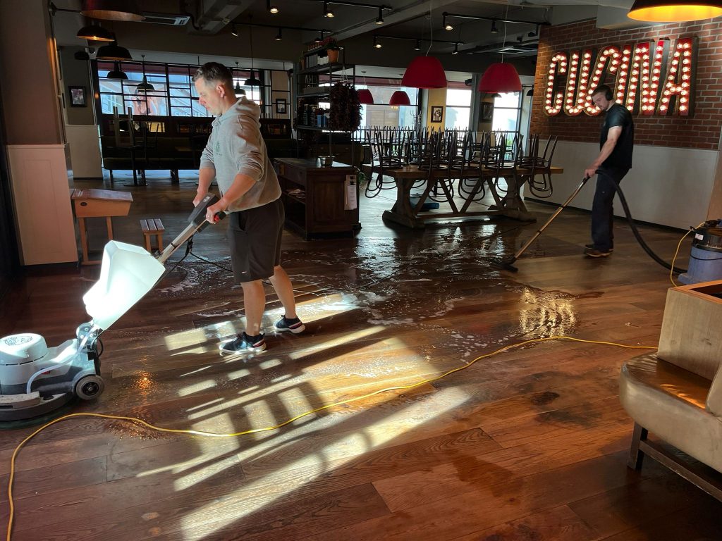Commercial clean of wooden floor in Bristol restaurant 4 Commercial Floor Cleaning in Bristol